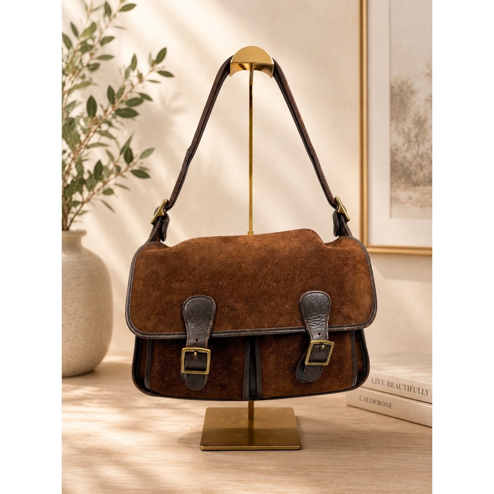 Vintage Coach Berkeley Suede Field Bag Brown Leather USA D6B-9284 Shoulder Bag